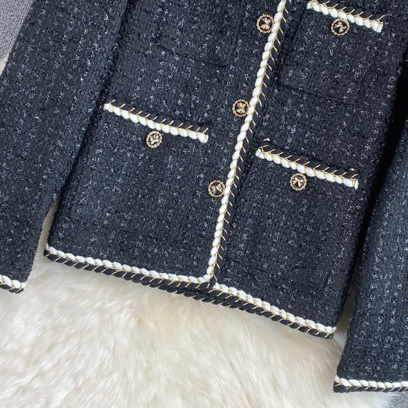 Lady xiaoxiangfeng tweed knitted coat  1668