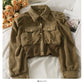 Korean short single breasted cardigan Lapel slim fit versatile long sleeved top fashion  2107