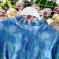 Loose white tie dyed ink print Pleated Chiffon Dress  2950