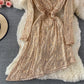 Sexy V-neck irregular Sequin dress  3097