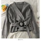 French niche design cross V-Neck long sleeve sweater  1972