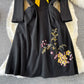 Besticktes Vintage-Kleid mit High-End-Ärmeln und schmalem Rock in A-Linie 3239