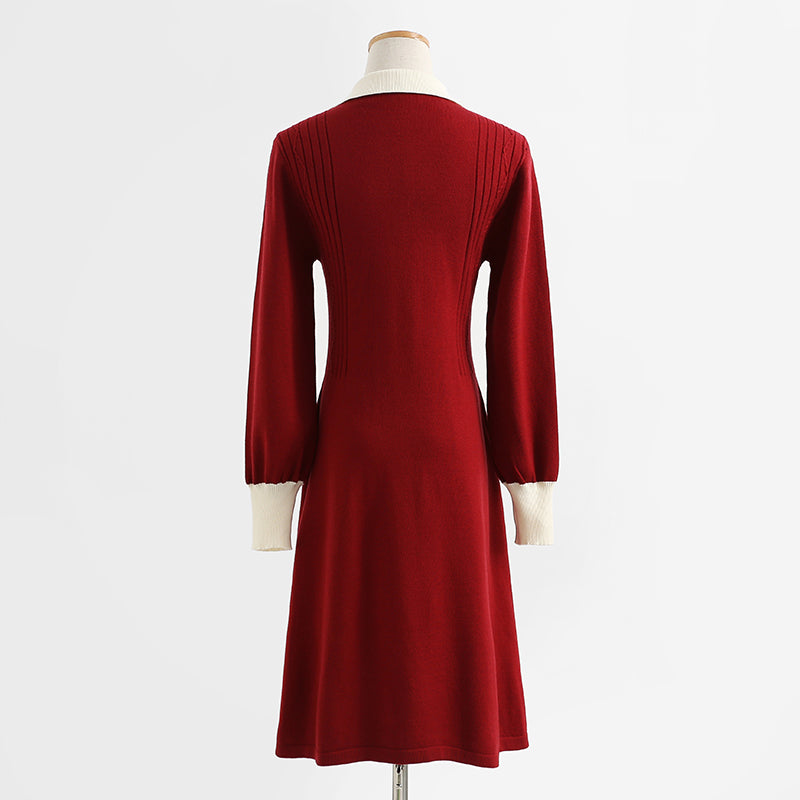 Red dress, knitted dress, small and thin, with a bottomed skirt inside  2441