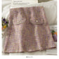 Hong Kong style retro Plaid tweed nail bead high waist hip wrap skirt female  2539