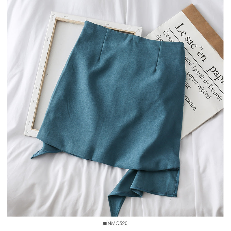 Irregular Ruffle ruffled Hip Wrap Skirt  2617