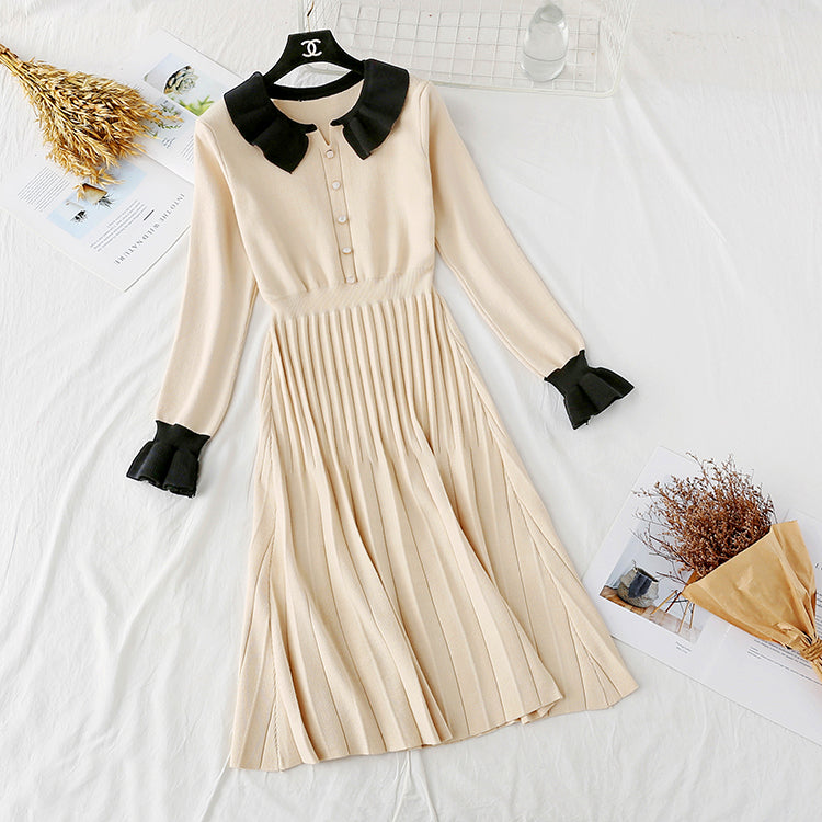 New trendy French retro small fragrance base with pleated small black skirt inside  2363