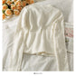 Sweater female hollow out Crochet pocket design top Korean single sweater  2059