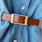 Jeanskleid 2971 mit eckigem Ausschnitt und Taillenverschluss