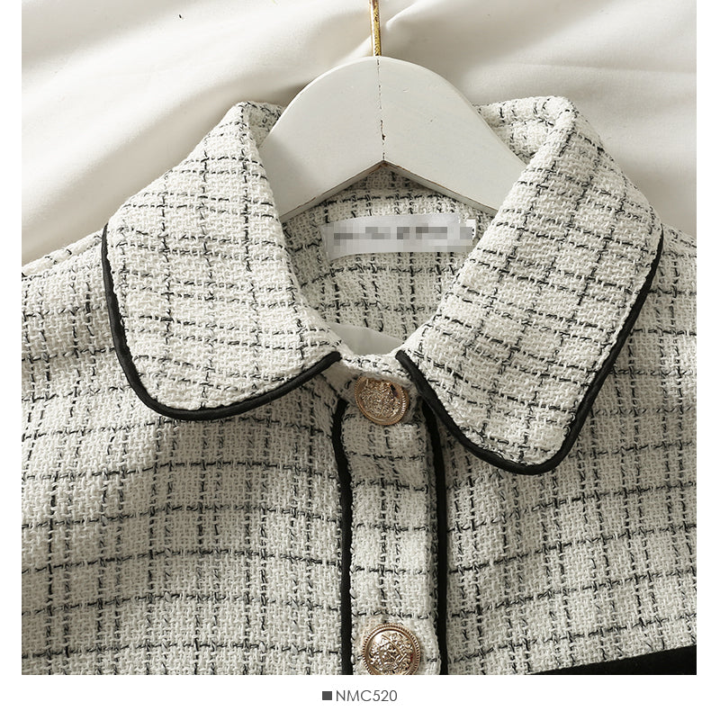 French small Plaid loose Lapel long sleeve small shirt top  2102