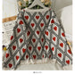 Hong Kong Style Vintage diamond check single breasted cardigan sweate  1946