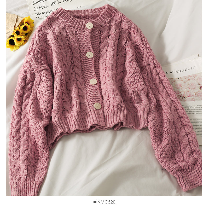 Sweater long sleeved sweater linen short top  1775