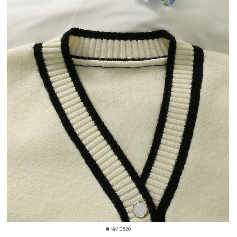 Sweater women's new striped loose thin single breasted sweater  2073