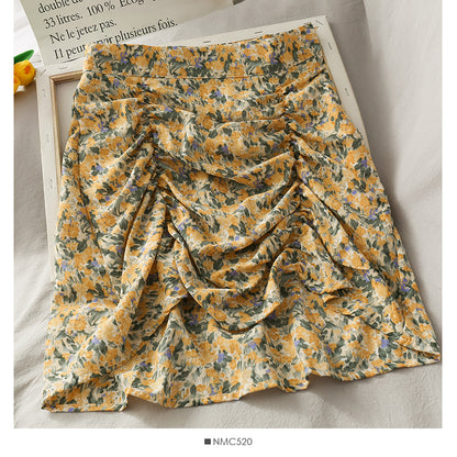 Koreanischer Blumenfaltenrock mit hoher Taille 2618