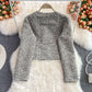 Small fragrance woven short V-neck coat for women  1676