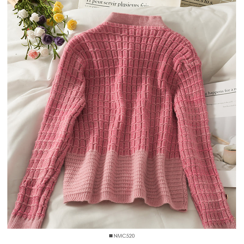 Pull femme col rond cardigan simple boutonnage coupe slim 1827