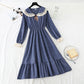 Female doll collar red corduroy dress  2180