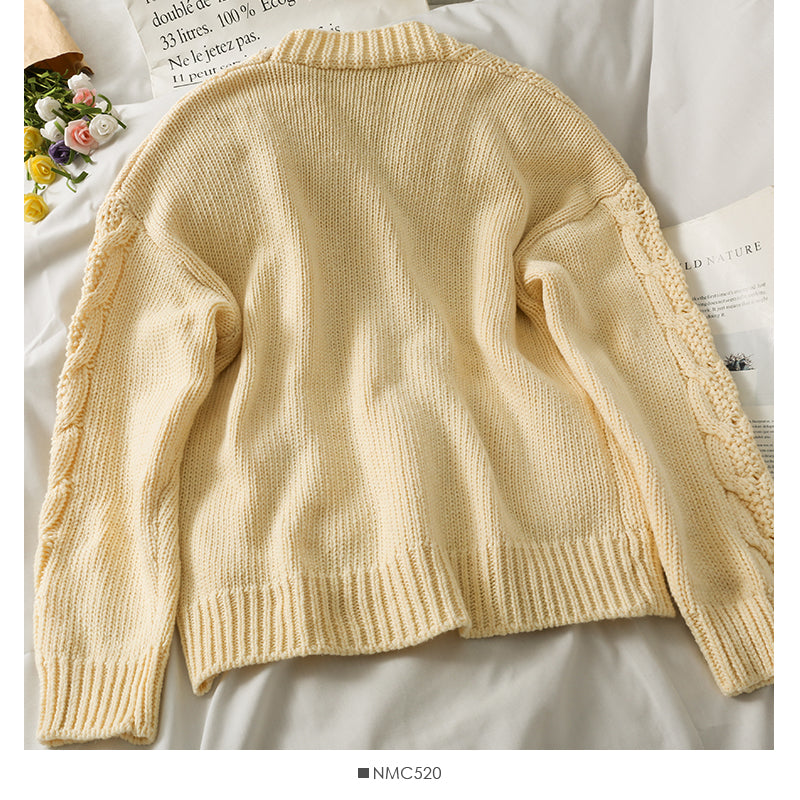 Pull manteau femme nouveau cardigan simple boutonnage pull col V 1837