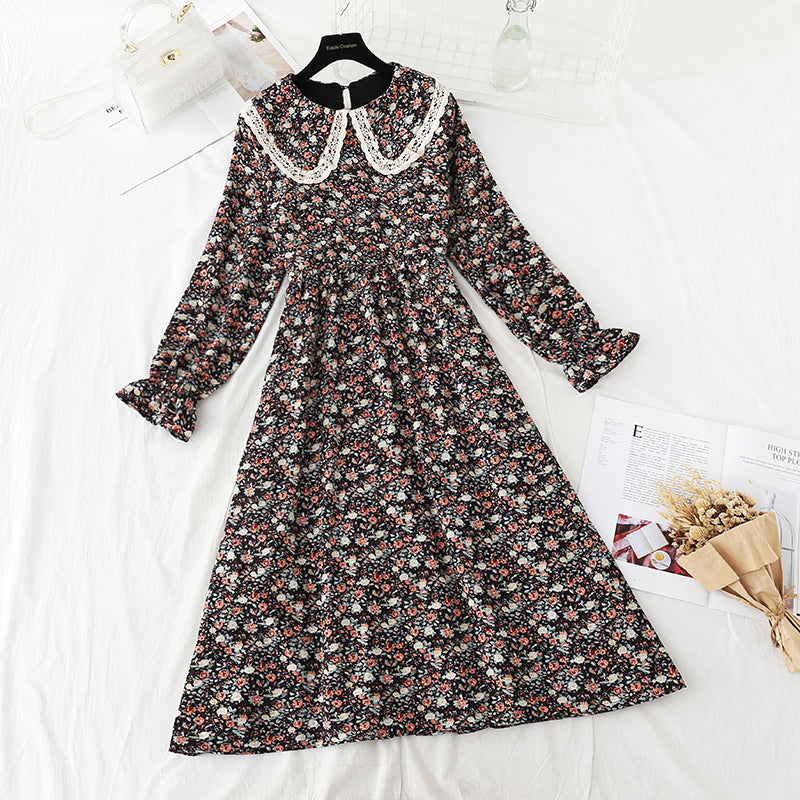 Doll neckline cut-out age reducing thin bottomed skirt  2408