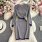 Elastisches Engstrickkleid in A-Form mit kleiner Duftschleife 3256