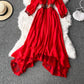Waist closing temperament Ruffle hem long skirt  3405