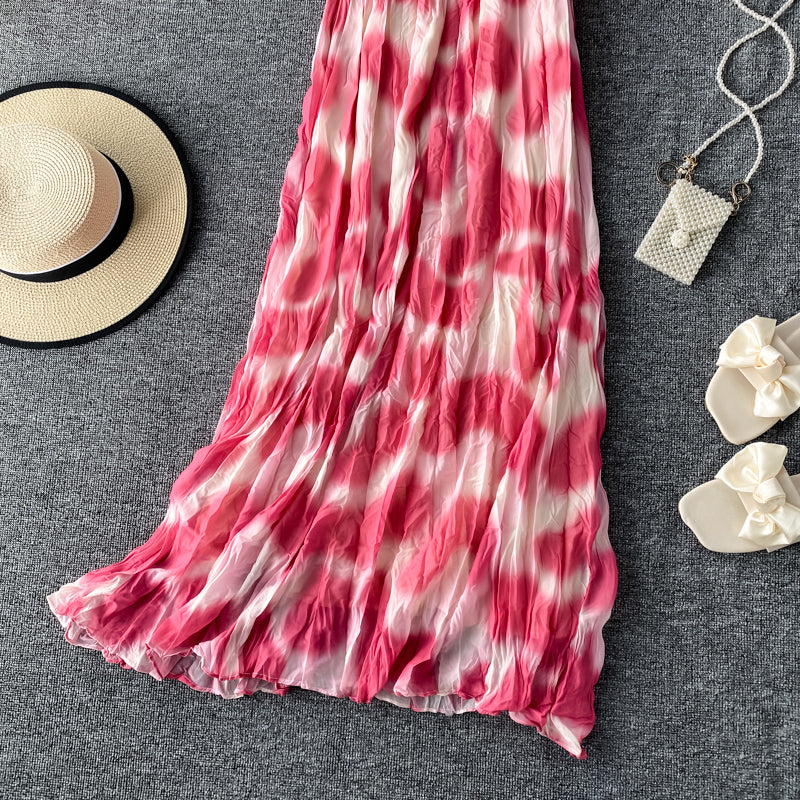 Suspender beach skirt slim dress  3025
