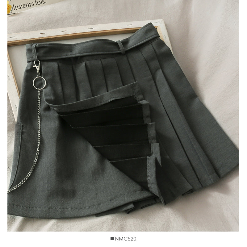Dark pleated skirt Harajuku tooling short skirt female  2657