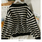 Sweater women's striped single breasted cardigan long sleeved sweater  1982