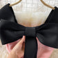 Light luxury celebrity dress open back suspender skirt large bow slim fit  2730
