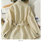 Han Fan loose and thin double breasted large pocket medium long coat small suit  2097