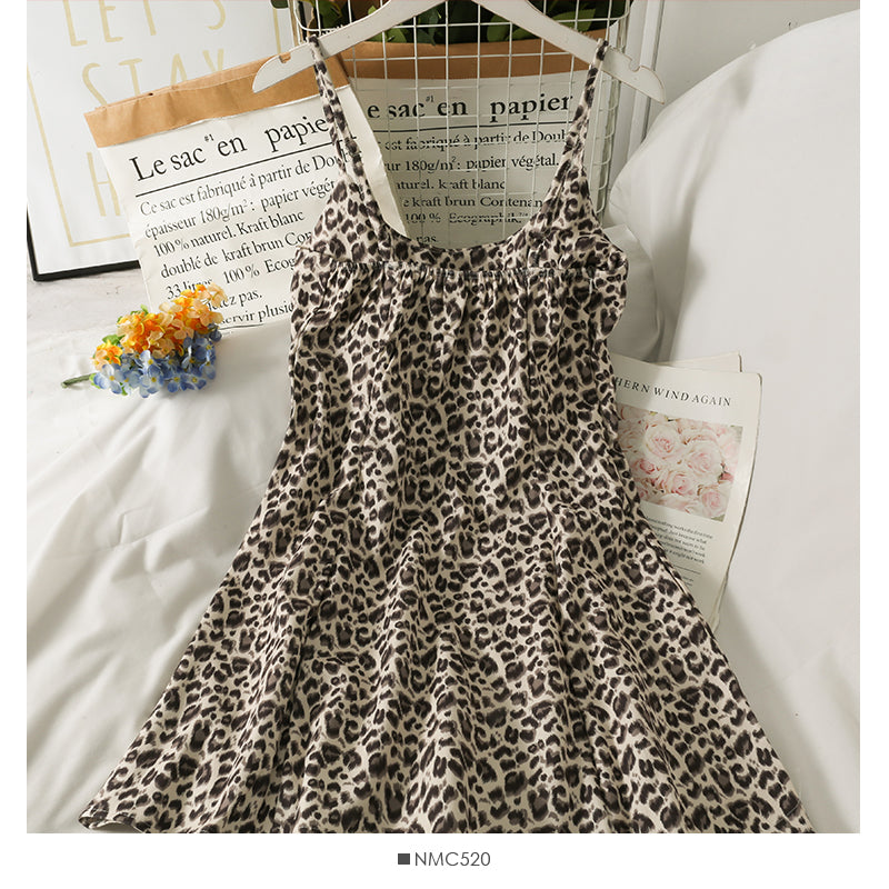 Han Fan retro leopard print high waist suspender short skirt female  2705