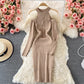 Hanging neck and off shoulder celebrity temperament sexy tight Hip Wrap Skirt  2762