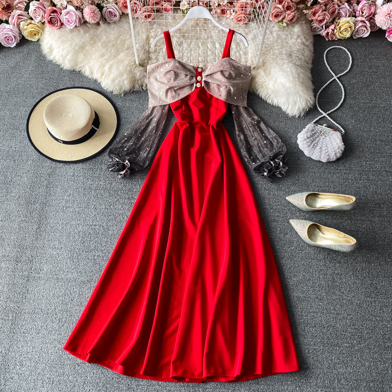 Sexy schulterfreies Swingkleid mit Strapsen 3412