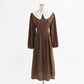 New female doll neck Vintage Chiffon Floral Dress  2250
