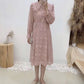 New Lapel lace long sleeve high waist slim gentle long skirt  2390