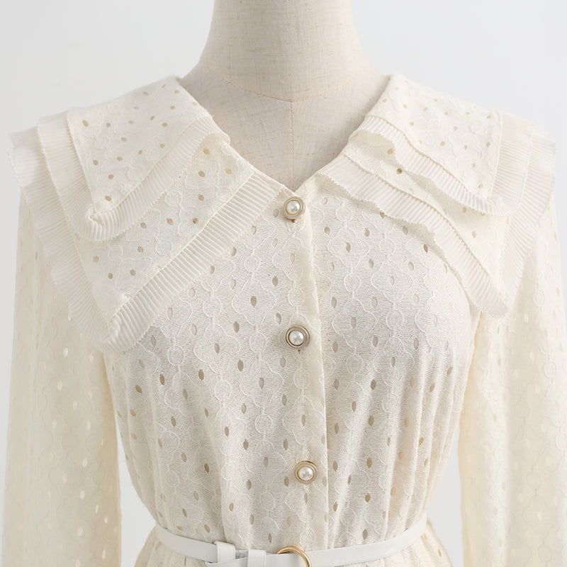 White lace dress with slim waist fairy skirt  2217