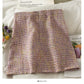 Hong Kong style retro Plaid tweed nail bead high waist hip wrap skirt female  2539