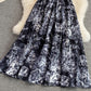 Knee length Vintage Printed Dress with waist cut and long skirt  3223