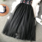 Embroidered Flower high waist thin mesh puffy dress  3397