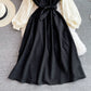 Vintage Lace stitched doll neck with slim waist corduroy dress  3384