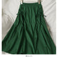 Elastic waist and thin two layers of solid color medium length A-line skirt for women  2589