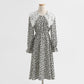 New doll neck Korean long sleeve Floral Dress  2439