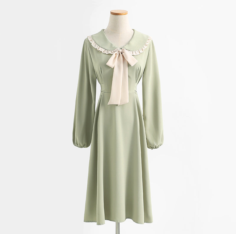 Long sleeved dress age reducing slim temperament fairy skirt bottomed skirt  2199