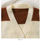 Sweater women's contrast stitched Plaid single breasted  1847