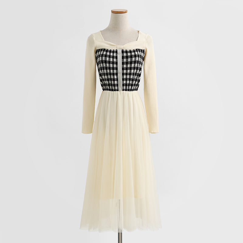 Women's stitched mesh small fragrant dress  2338