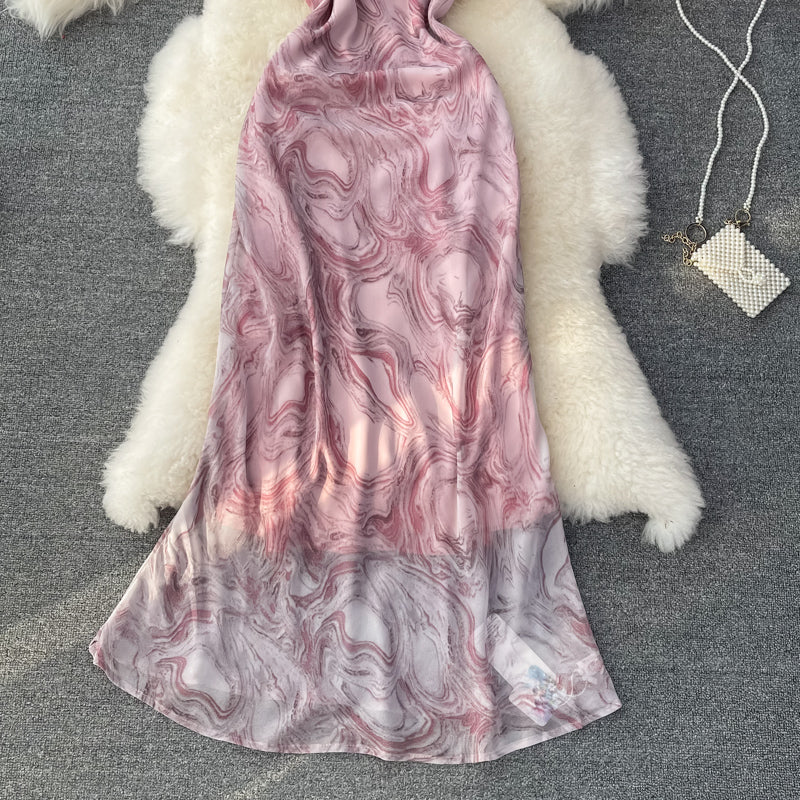 French first love sweet broken flower dangling collar suspender dress  3331