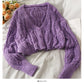 Jacquard-Pullover Damen lockerer und dünner einfarbiger Pullover 1741