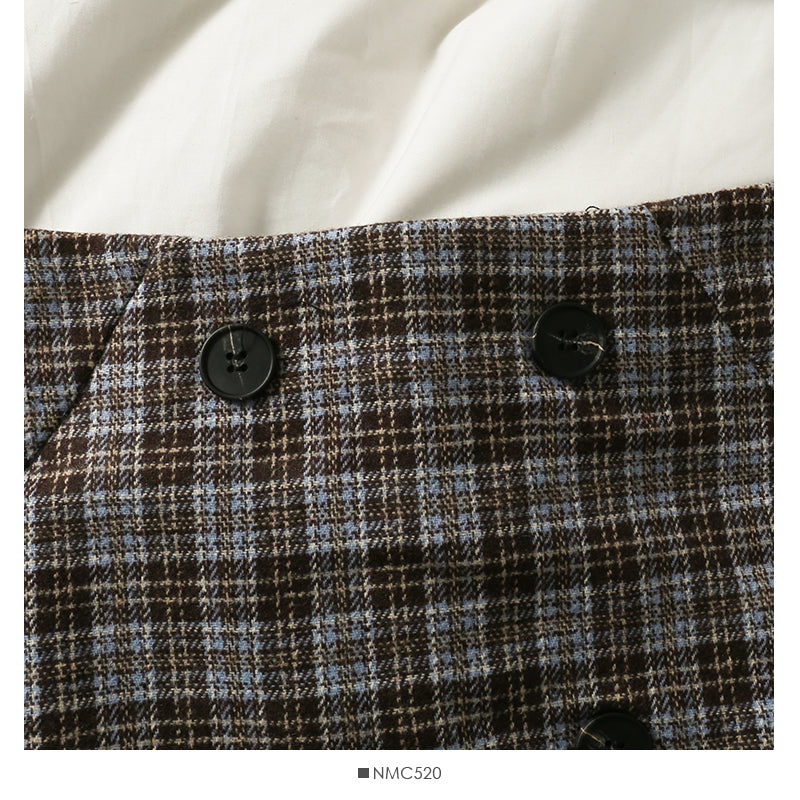 Vintage Plaid high waist thin tweed A-shaped skirt  2646