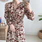 V-neck Chiffon floral dress with coat  2155