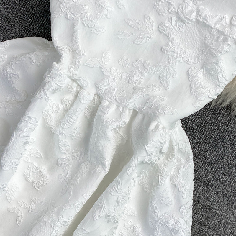 Sweet fluffy Jacquard Dress high waist Princess suspender skirt  2789