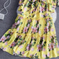 Gelbes Blumenkleid in A-Linie 1307